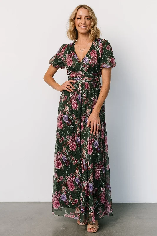 Ardley Maxi Dress | Green + Pink Floral