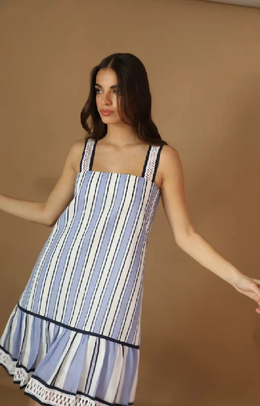 Ivanna Mini Dress in Blue Stripe