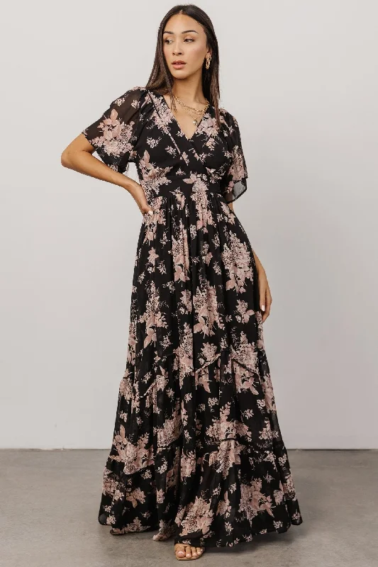 Katherine Maxi Dress | Black + Blush Floral