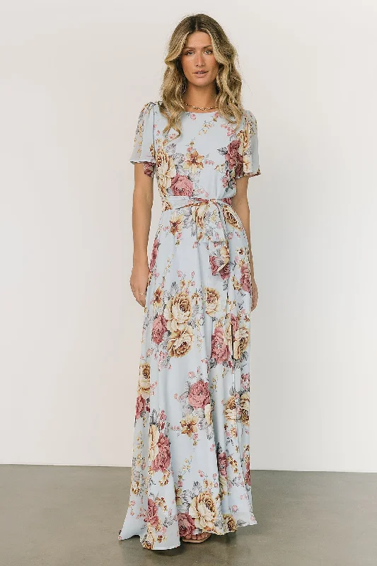 Naomi Short Sleeve Maxi Dress | Blue Multi Floral