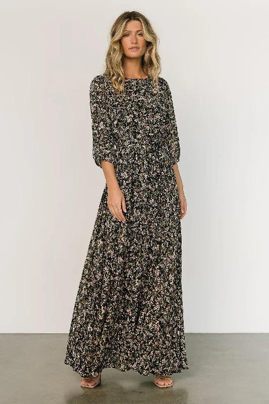 Rebecca Maxi Dress | Black Floral