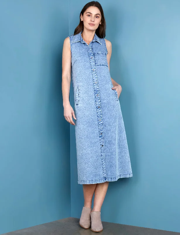 Sleeveless Denim Shirtdress