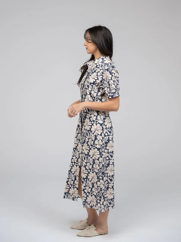 The Kris Dress | Navy Flower Power