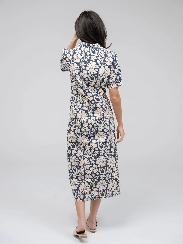 The Kris Dress | Navy Flower Power