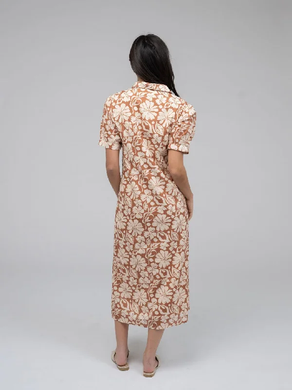 The Kris Dress | Tan Flower Power