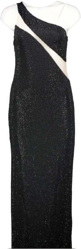 Alice + Olivia Black Mercedes Crystal Embellished One Shoulder Midi-dress. Bnwt UK 14