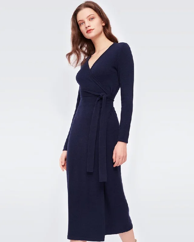 Astrid Midi Wrap Dress - New Navy