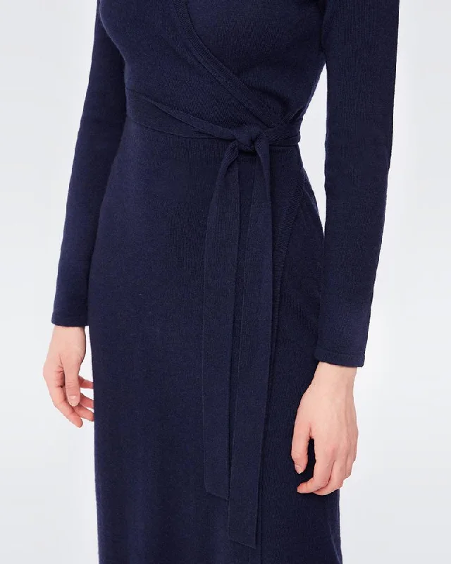 Astrid Midi Wrap Dress - New Navy