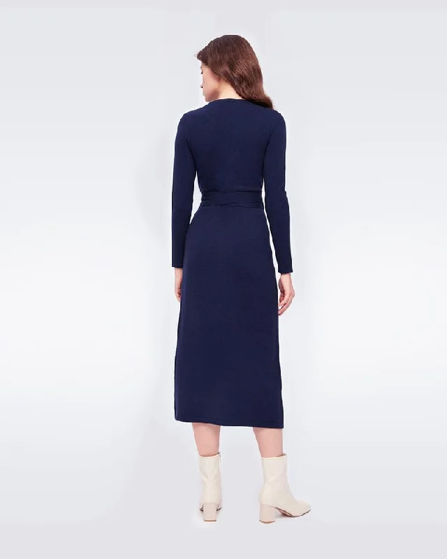 Astrid Midi Wrap Dress - New Navy