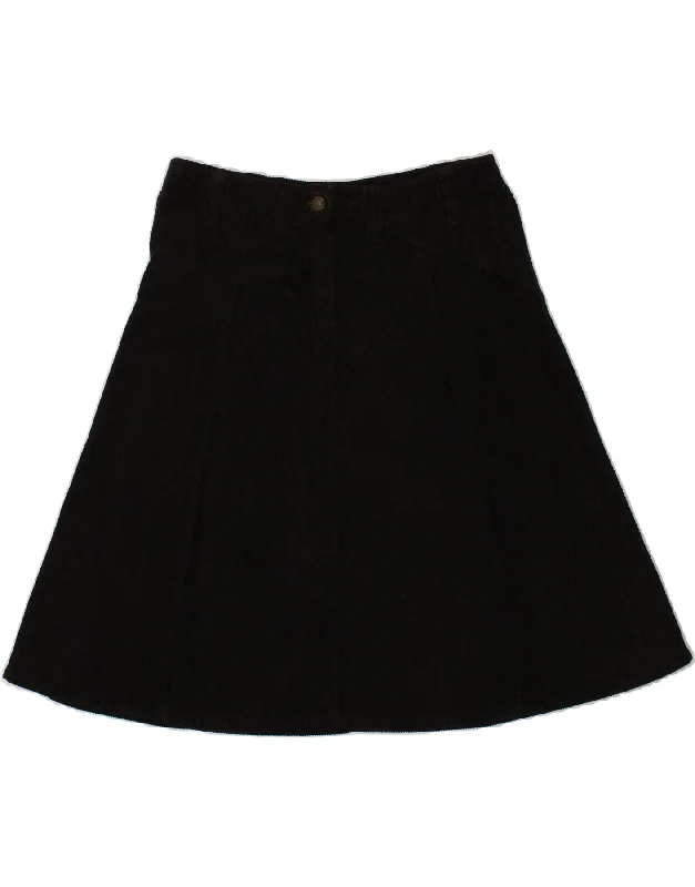 BENETTON Womens Corduroy Skirt IT 46 Large W34 Black Cotton