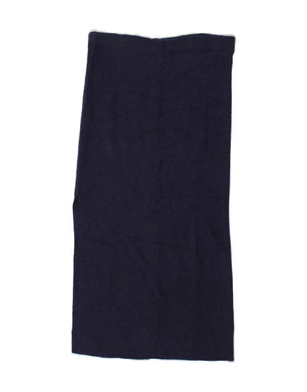 BENETTON Womens Midi Skirt XS W25 Navy Blue Cotton