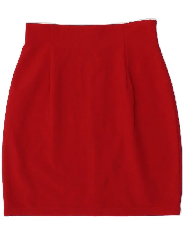 BENETTON Womens Pencil Skirt IT 40 Small W24 Red Polyester