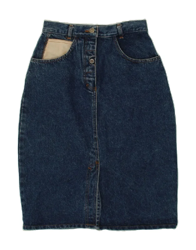 BLUE SIDE Womens High Waist Denim Skirt IT 44 Medium W27 Blue Cotton