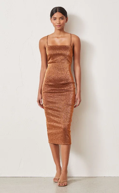 Bronze Baby Midi Dress - Copper