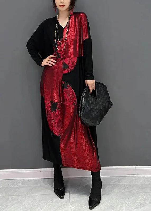 Print Cotton Long Dress Fall