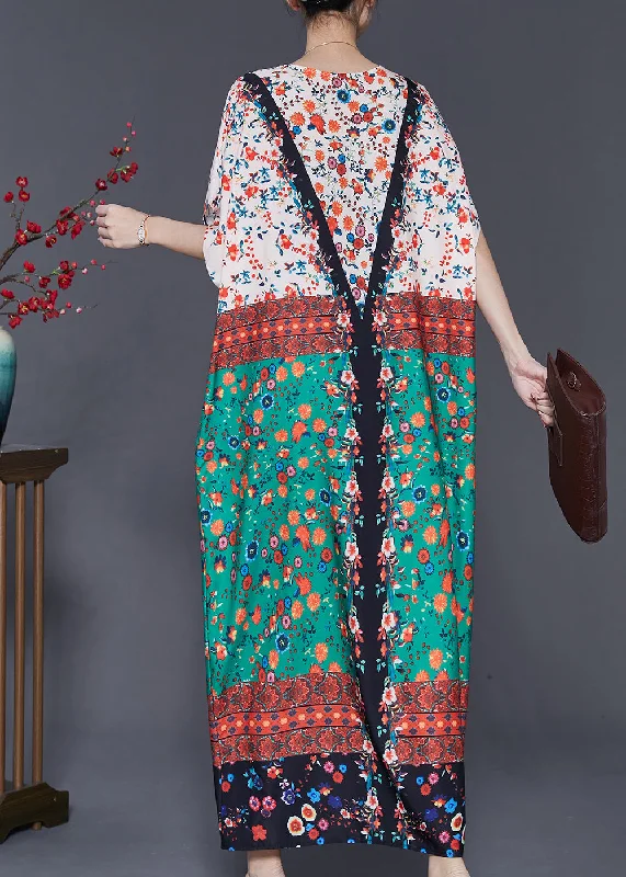 Chic Colorblock Oversized Print Cotton Dress Summer SD1037