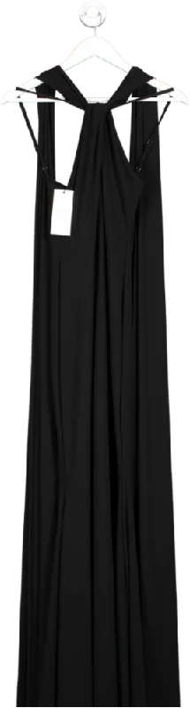 Club L Black First Glance Twist Neck Cape Maxi Dress UK 6