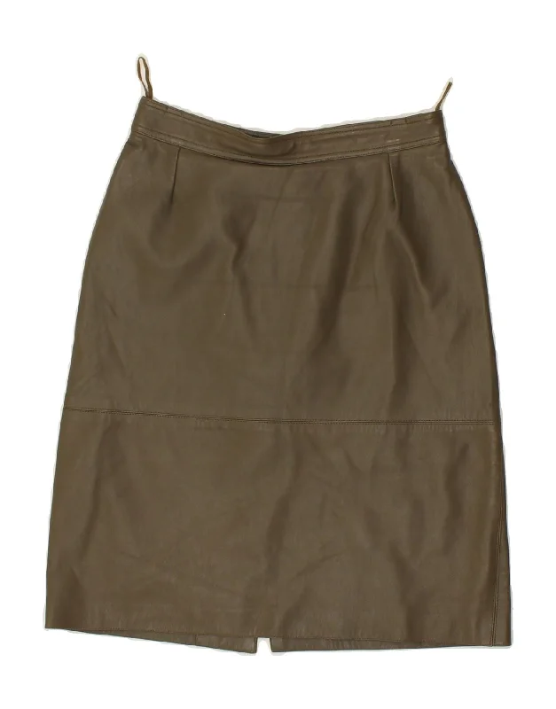 COMMA, Womens Leather Skirt IT 40 Small W26  Khaki