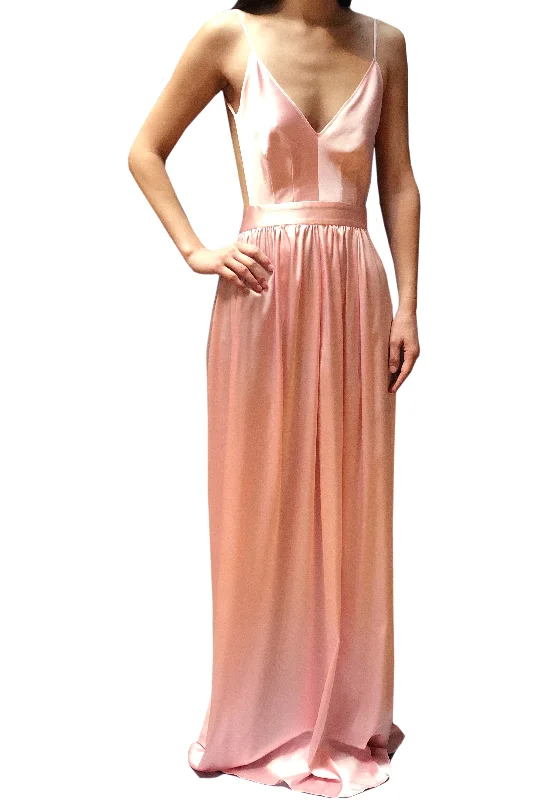 Contrarian Silk Evening Dress - Baby Pink