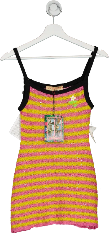 cormio Multicoloured Vanessa Embroidered Linen-blend Mini Dress Pink And Yellow UK XS