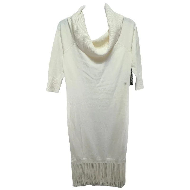 Cowl Neck Fringed Sweater Dress  Midi New York And Co, Size Xs