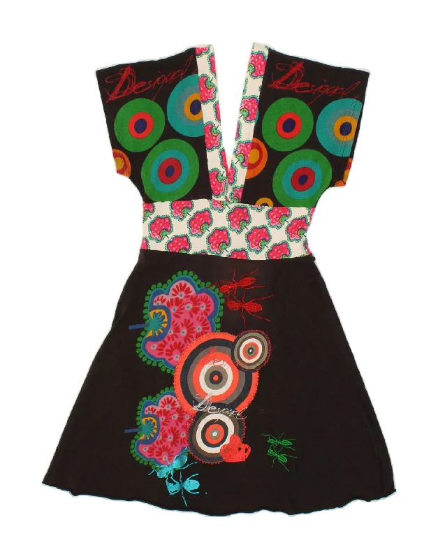 DESIGUAL Womens Abstract Pattern A-Line Dress UK 12 Medium Multicoloured