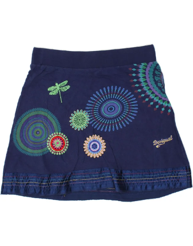 DESIGUAL Womens Abstract Pattern Mini Skirt W32 Large  Navy Blue