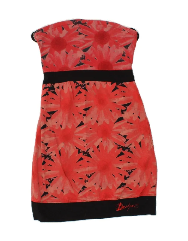 DESIGUAL Womens Halter Dress UK 4 XS Red Floral