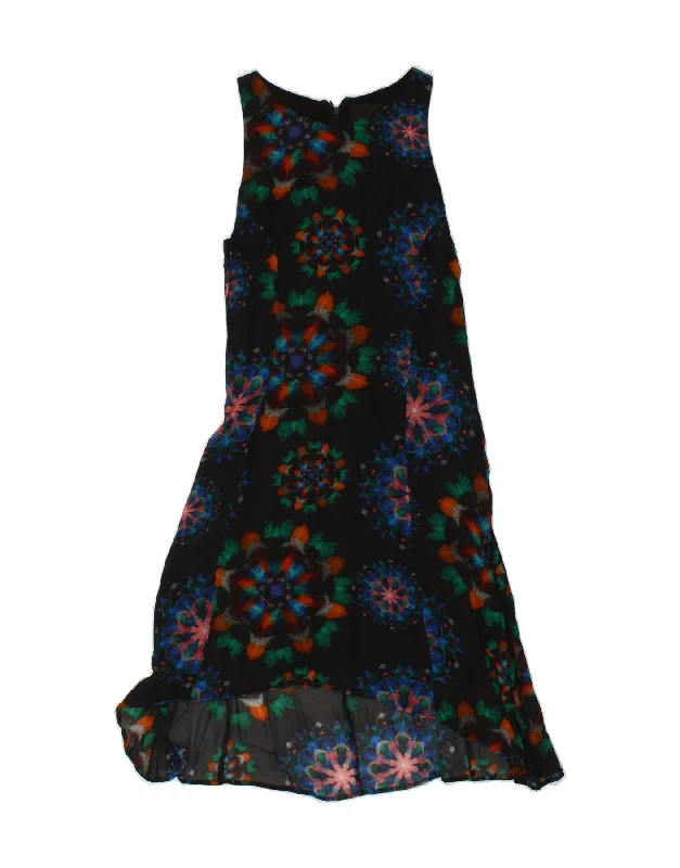 DESIGUAL Womens Sleeveless Maxi Dress EU 38 Medium Black Floral Viscose