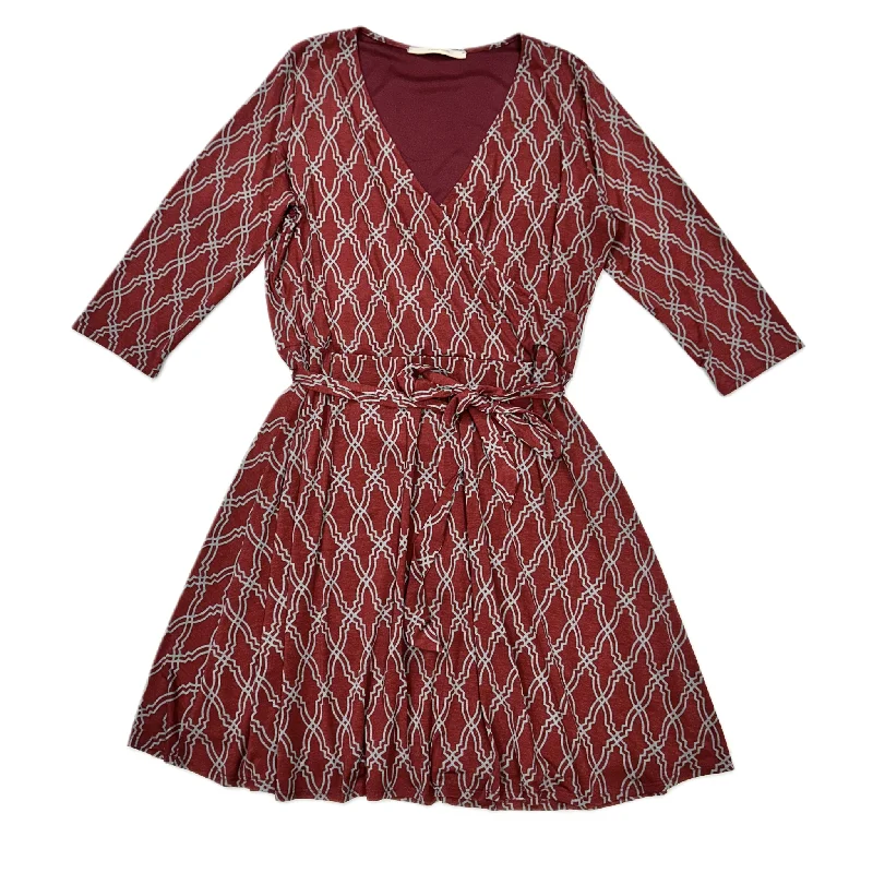 Dress Casual Midi By 41 Hawthorn In Grey & Red, Size: 2x