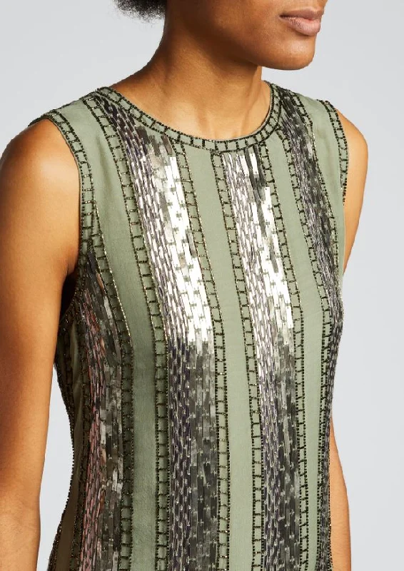 Esmarella Sequin Striped Dress - Green