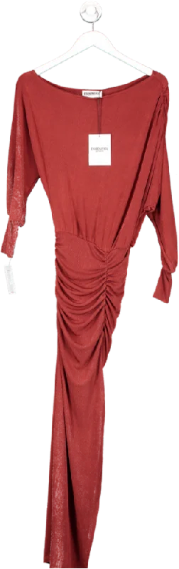 Essentiel Antwerp Red Equal Ruched Stretch-jersey Midi Dress UK 6