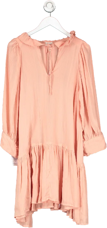 evarae Marais Ruffle Tiered Minidress - Peach Pink UK S