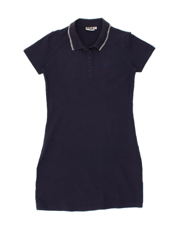 FILA Womens Polo Dress UK 12 Medium Navy Blue Cotton