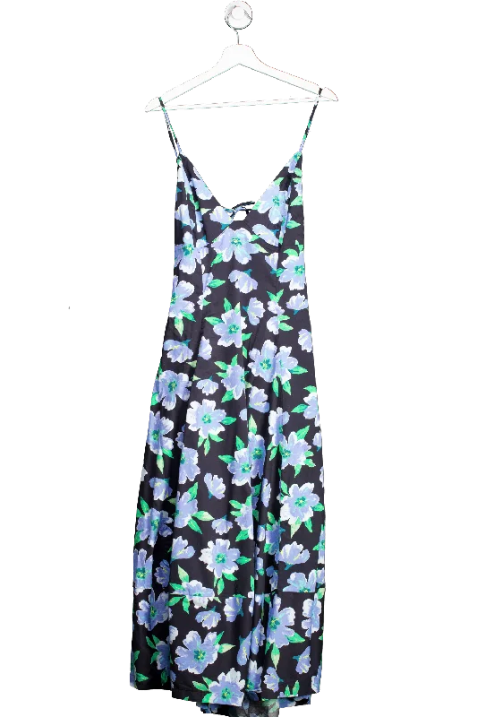 Free People Black / Blue Floral Finer Things Maxi Dress UK L