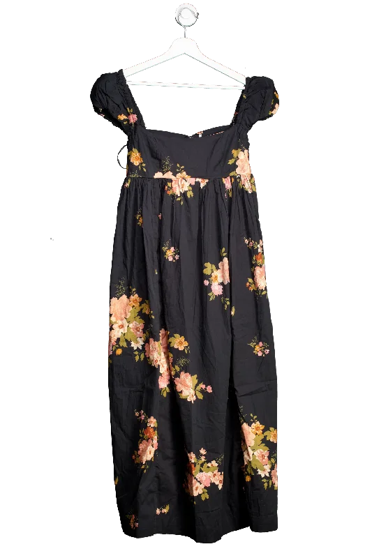 Free People Black Linda Lou Poplin Maxi Dress UK XS