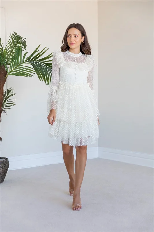 Frilly Tulle Dress - white  REF : BAW157ELB0091123