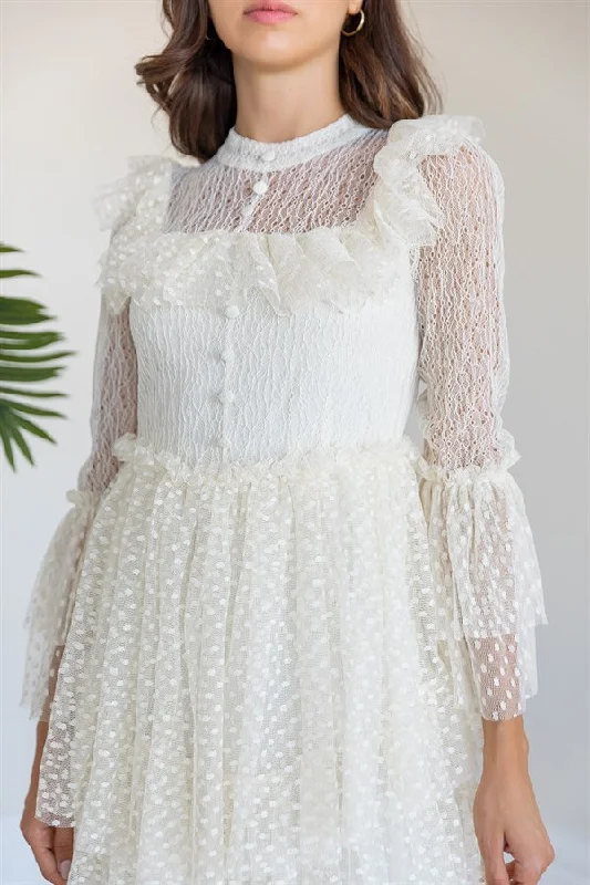 Frilly Tulle Dress - white  REF : BAW157ELB0091123