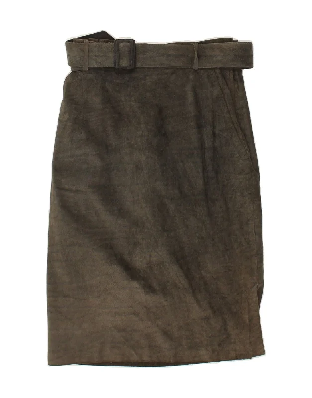 GIANFRANCO FERRE Womens Leather Skirt W28 Medium  Grey Leather