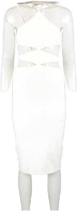 h:ours White Halter Neck Midi Dress UK XS