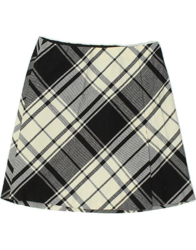 HOBBS Womens A-Line Skirt UK 10 Small W28  Black Plaid Wool