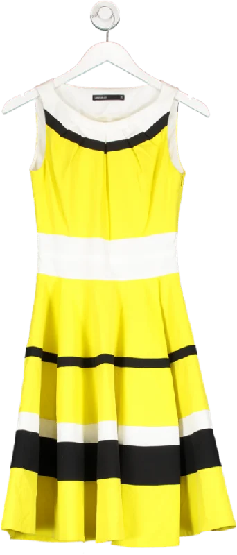 Karen Millen Yellow Contrast Panel Skater Dress UK 6