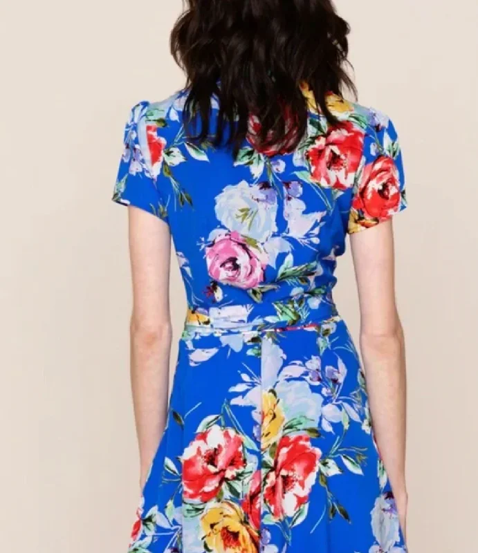 Kennedy Silk Dress - Royal Floral