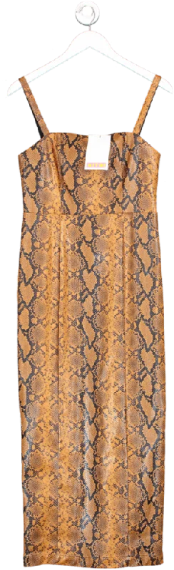 Kitri Brown Ursula Caramel Snakeskin Vinyl Dress UK 8