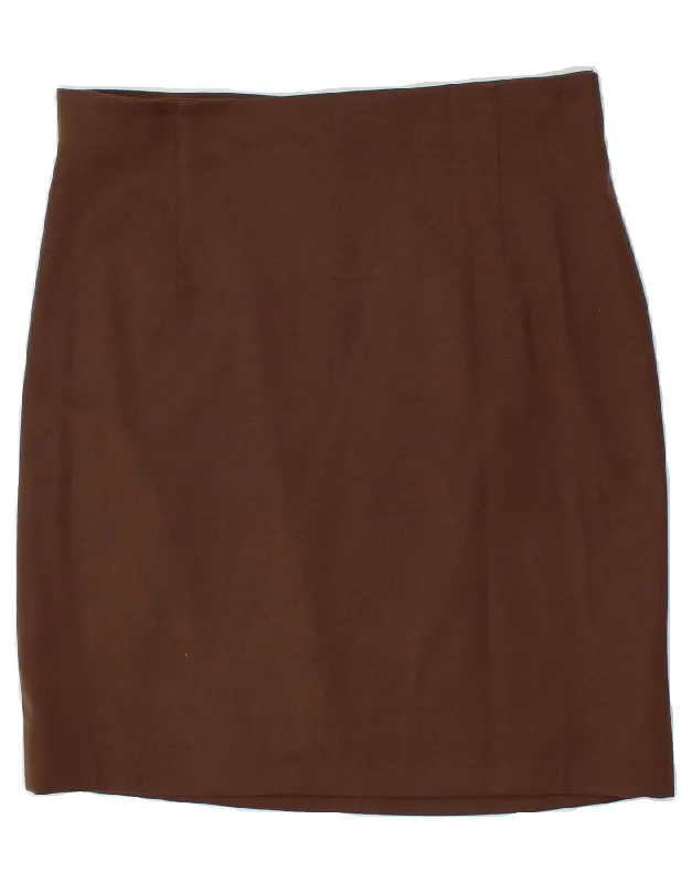 KRIZIA Womens High Waist Straight Skirt UK 18 XL W34  Brown