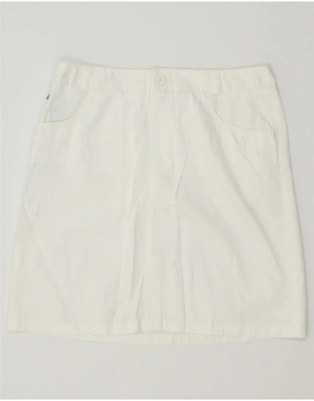 LACOSTE Womens Straight Skirt Size 38 Medium W30 White Cotton