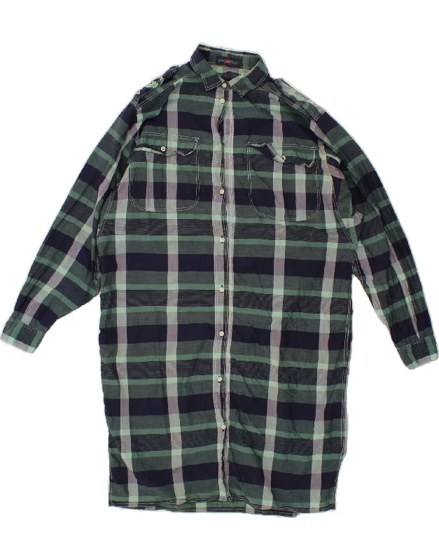 LES COPAINS Womens Military Shirt Dress UK 14 Large Green Check