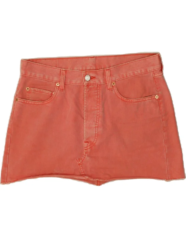 LEVI'S Womens Mini Denim Skirt W34 Large Orange Cotton