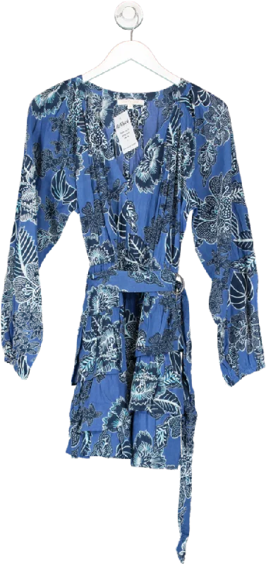 love the label Blue Leaf Print Dress UK S