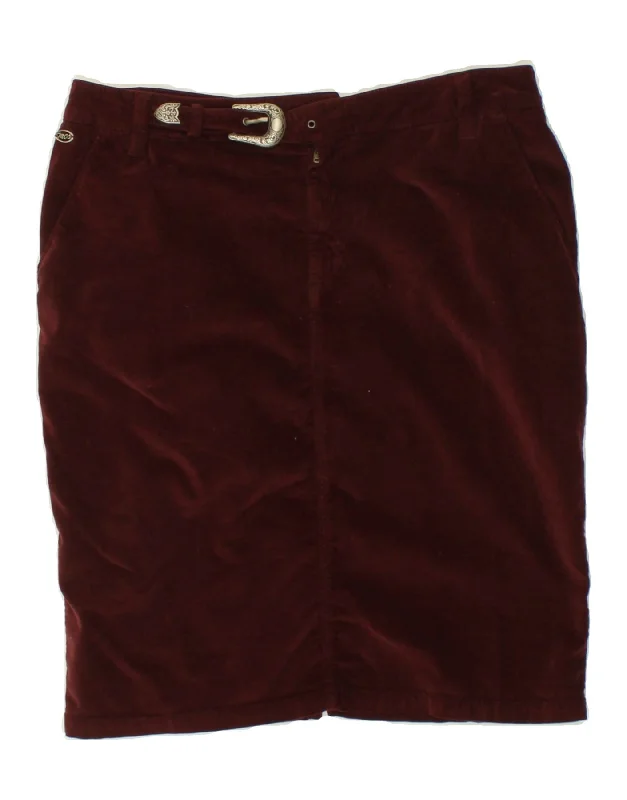 MARLBORO CLASSICS Womens Pencil Skirt IT 44 Medium W34 Maroon Cotton